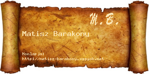 Matisz Barakony névjegykártya